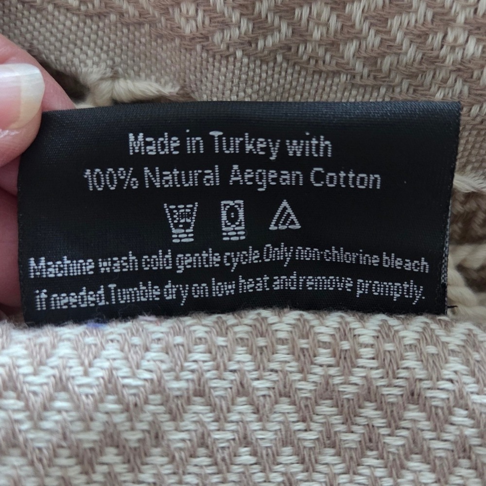 AYIN Genuine Turkish Towel Organic Aegean Cotton Natural Flatwoven 39x70in - Picture 6 of 7